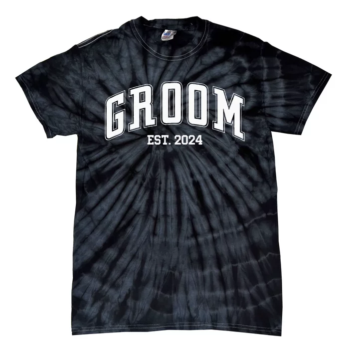 Groom Bride Est. 2024 Just Married Couples Wedding Tie-Dye T-Shirt