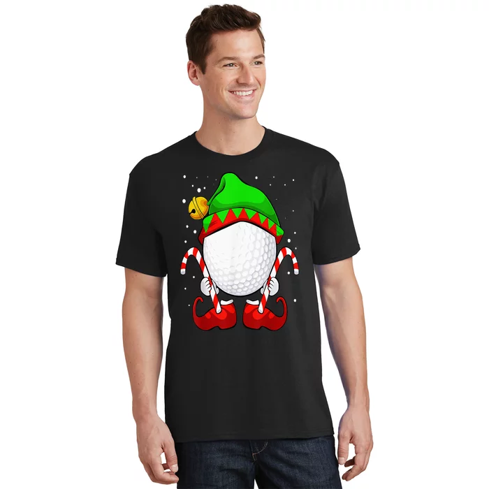 Golf Ball Elf Christmas Pajama Cute Sport X Mas Candy Cane T-Shirt