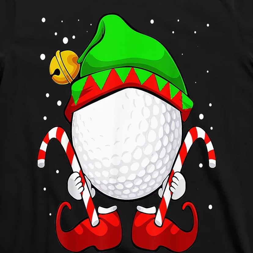 Golf Ball Elf Christmas Pajama Cute Sport X Mas Candy Cane T-Shirt