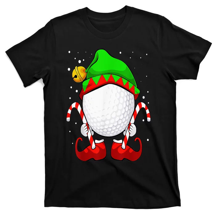 Golf Ball Elf Christmas Pajama Cute Sport X Mas Candy Cane T-Shirt