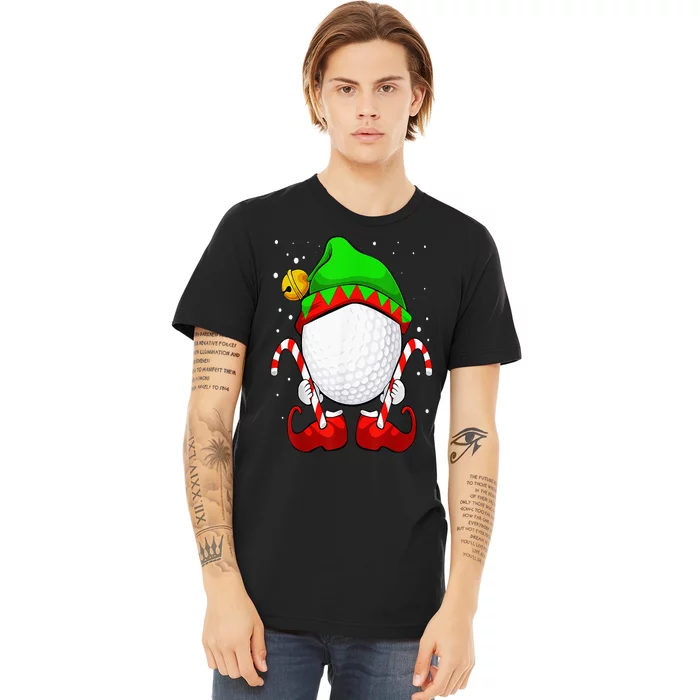 Golf Ball Elf Christmas Pajama Cute Sport X Mas Candy Cane Premium T-Shirt