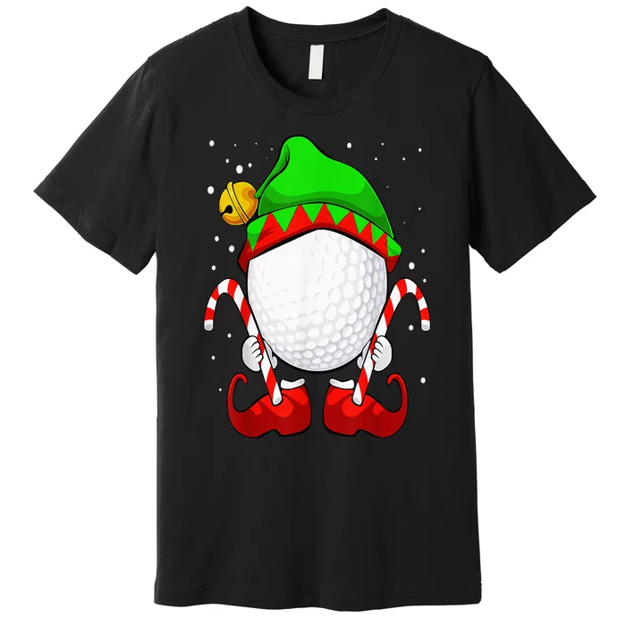 Golf Ball Elf Christmas Pajama Cute Sport X Mas Candy Cane Premium T-Shirt