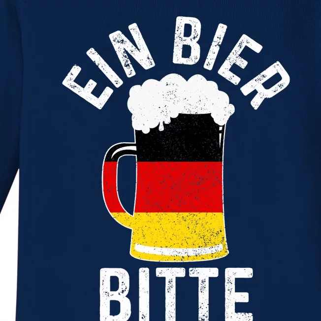 German Beer Ein Bier Bitte Germany Funny Oktoberfest Gift Baby Long Sleeve Bodysuit