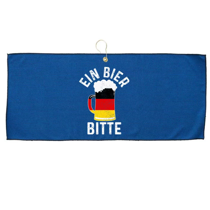 German Beer Ein Bier Bitte Germany Funny Oktoberfest Gift Large Microfiber Waffle Golf Towel