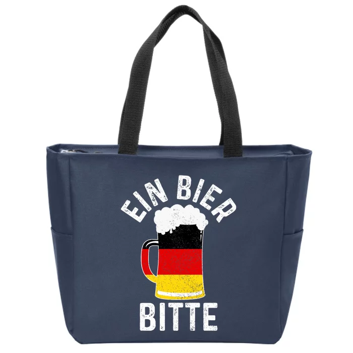 German Beer Ein Bier Bitte Germany Funny Oktoberfest Gift Zip Tote Bag