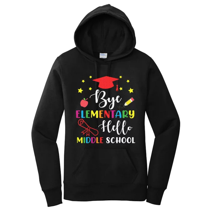 Graduation Bye Elementary Hello Middle School for 5th Grader Women's Pullover Hoodie