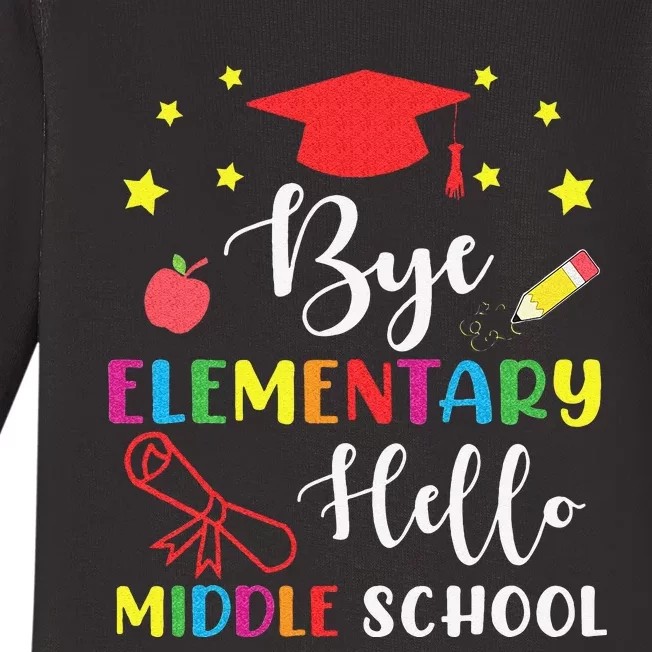 Graduation Bye Elementary Hello Middle School for 5th Grader Baby Long Sleeve Bodysuit