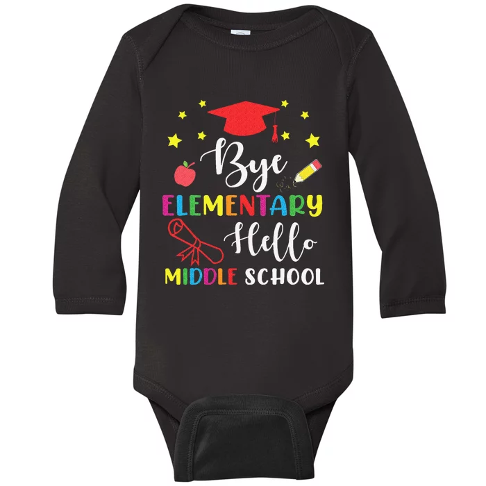 Graduation Bye Elementary Hello Middle School for 5th Grader Baby Long Sleeve Bodysuit