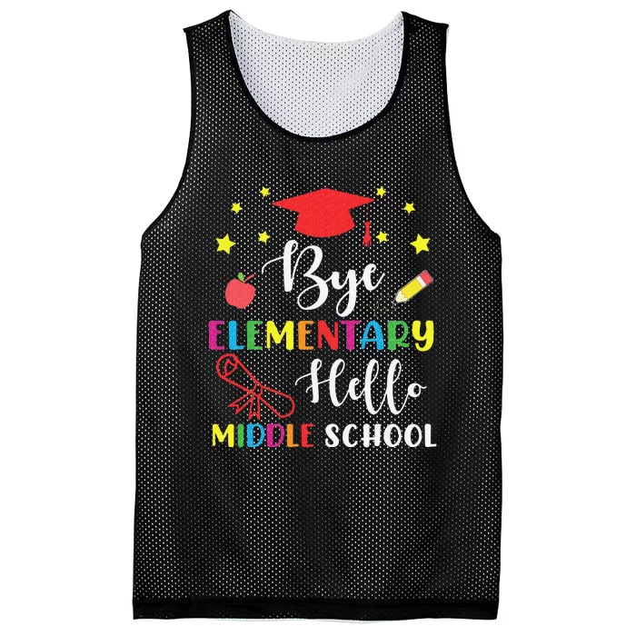 Graduation Bye Elementary Hello Middle School for 5th Grader Mesh Reversible Basketball Jersey Tank