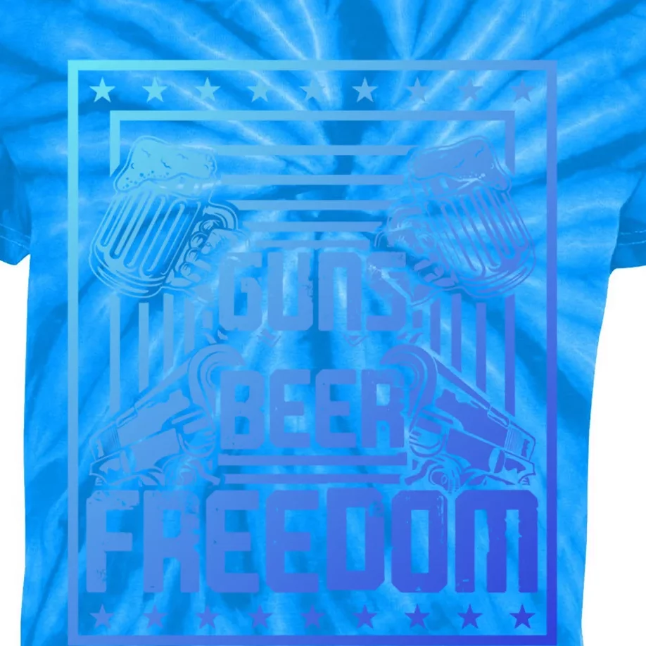 Guns Beer Freedom Happy 4Th Of July Funny Gift Kids Tie-Dye T-Shirt