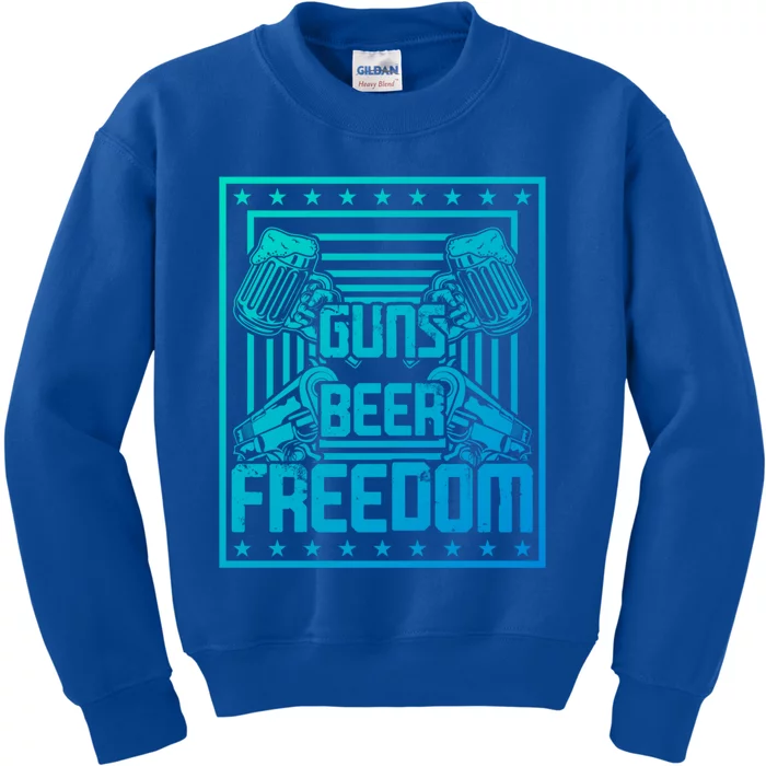 Guns Beer Freedom Happy 4Th Of July Funny Gift Kids Sweatshirt