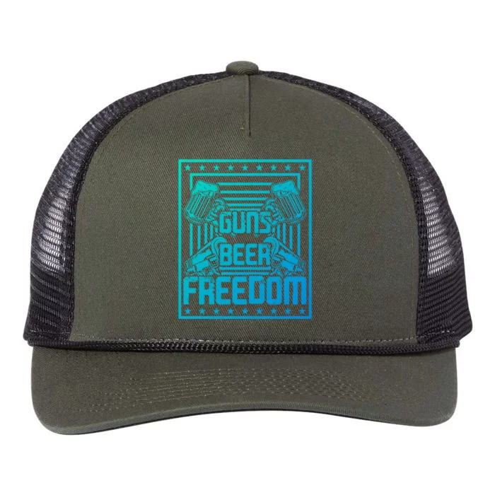 Guns Beer Freedom Happy 4Th Of July Funny Gift Retro Rope Trucker Hat Cap