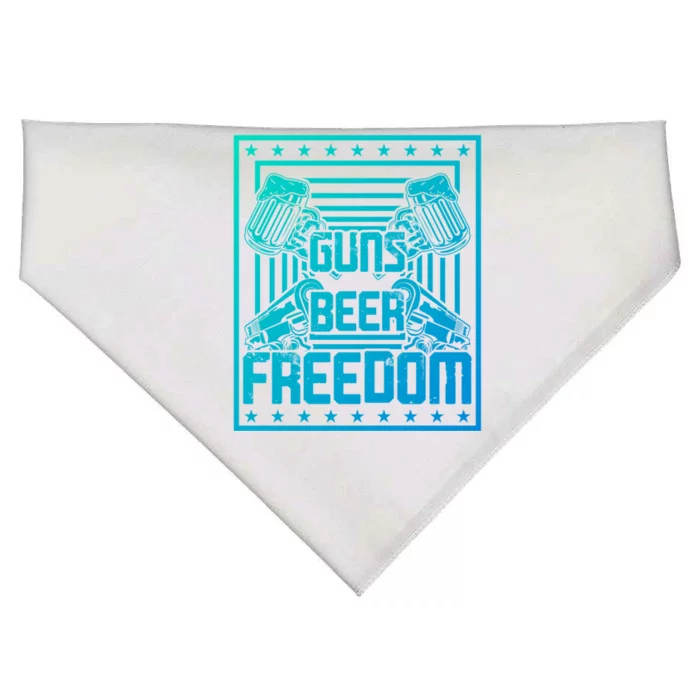 Guns Beer Freedom Happy 4Th Of July Funny Gift USA-Made Doggie Bandana