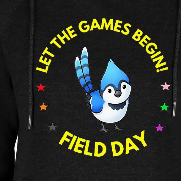 Games Begin Field Day Blue Jay Womens Funnel Neck Pullover Hood