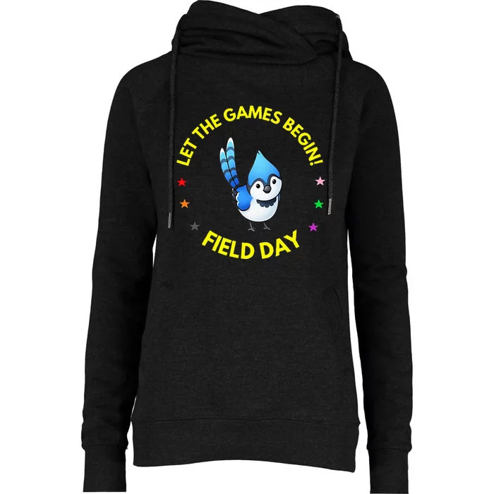 Games Begin Field Day Blue Jay Womens Funnel Neck Pullover Hood