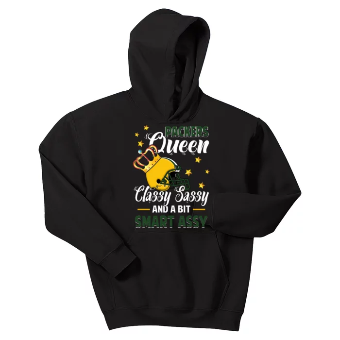 Green Bay Football Queen Classy Sassy And A Bit Smart Assy Kids Hoodie