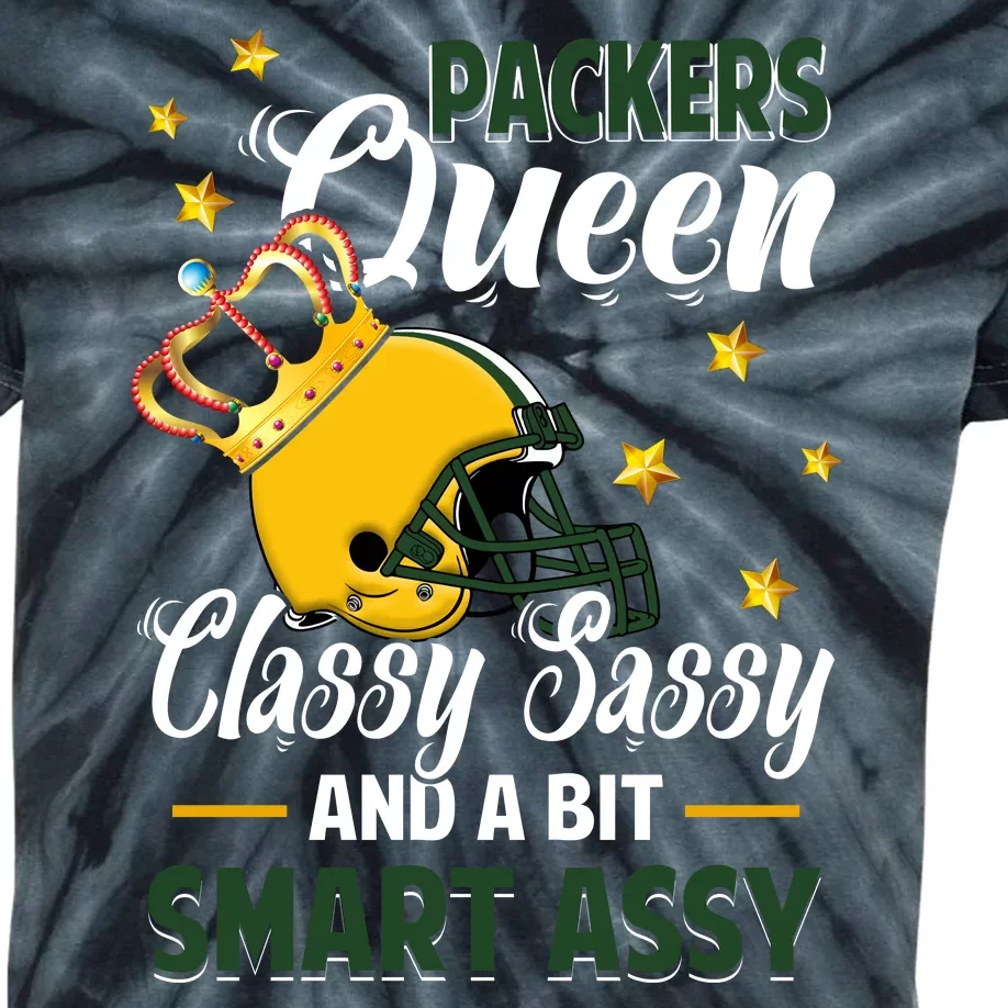 Green Bay Football Queen Classy Sassy And A Bit Smart Assy Kids Tie-Dye T-Shirt