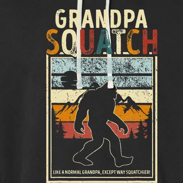 Grandpa Bigfoot Funny Sasquatch Bigfoot Fathers Day Garment-Dyed Fleece Hoodie