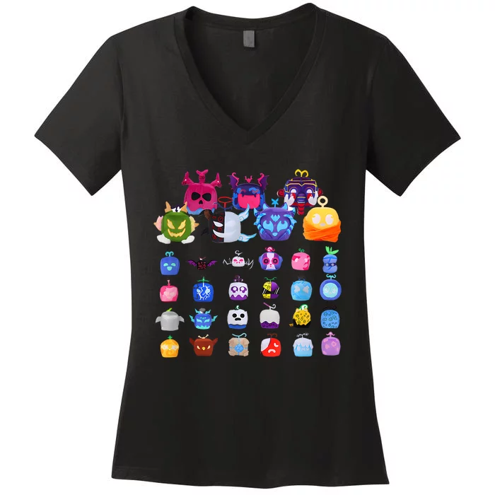 Game Blox Fruits Women's V-Neck T-Shirt