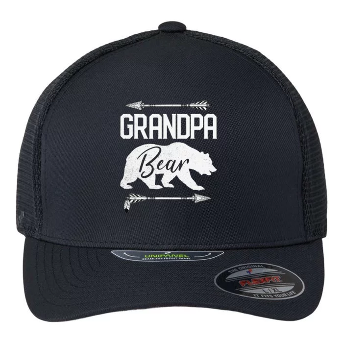 Grandpa Bear Funny Father's Day Gift Papa Best Dad Joke Flexfit Unipanel Trucker Cap