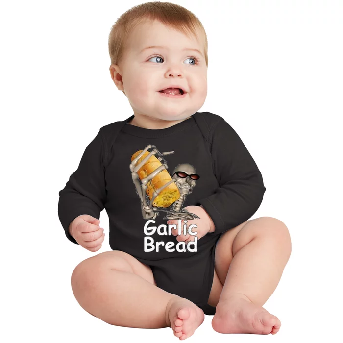 Garlic Bread Funny Skeleton Baby Long Sleeve Bodysuit