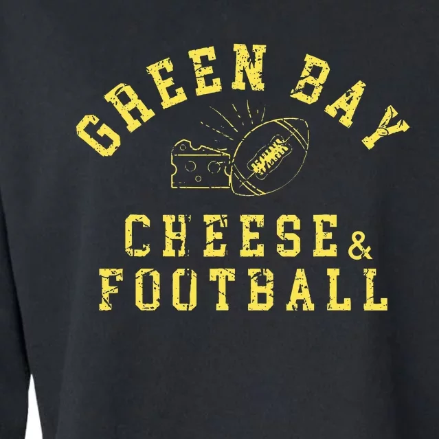 Green Bay Football Fanatic Distressed Gift Cropped Pullover Crew