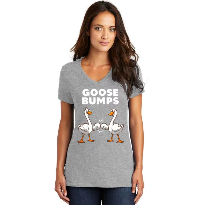 Goose Bumps Funny Animal Pun Women's V-Neck T-Shirt