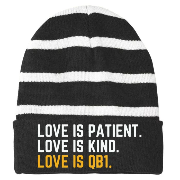 Green Bay Football Striped Beanie with Solid Band