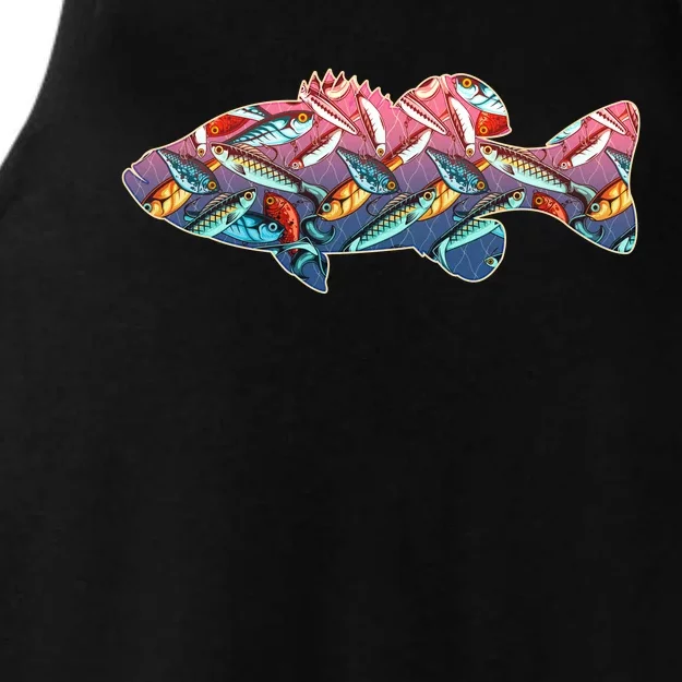 Go Base Fish Fishing Lures Pattern Ladies Tri-Blend Wicking Tank