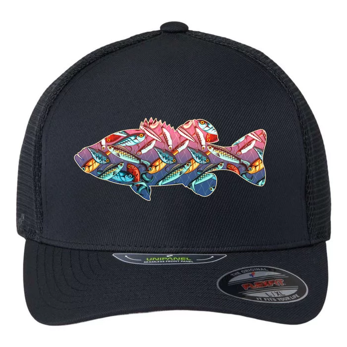 Go Base Fish Fishing Lures Pattern Flexfit Unipanel Trucker Cap