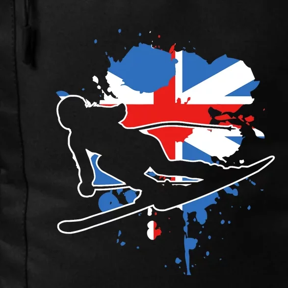 Great Britain Flag Skier British Alpine Skiing Daily Commute Backpack