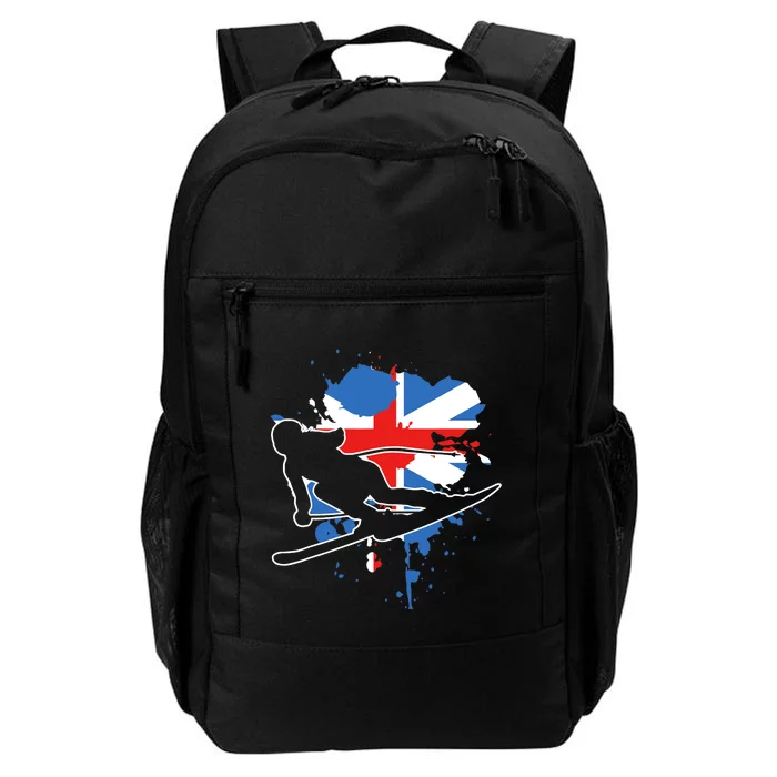 Great Britain Flag Skier British Alpine Skiing Daily Commute Backpack