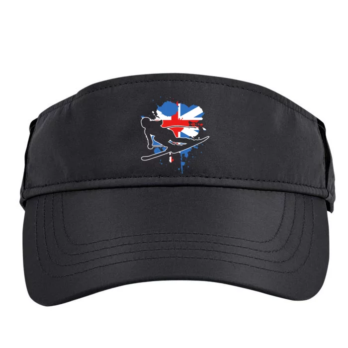 Great Britain Flag Skier British Alpine Skiing Adult Drive Performance Visor