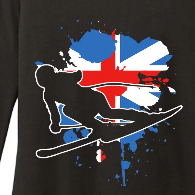 Great Britain Flag Skier British Alpine Skiing Womens CVC Long Sleeve Shirt