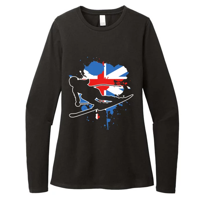 Great Britain Flag Skier British Alpine Skiing Womens CVC Long Sleeve Shirt