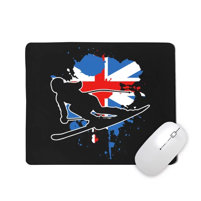 Great Britain Flag Skier British Alpine Skiing Mousepad