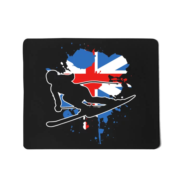 Great Britain Flag Skier British Alpine Skiing Mousepad