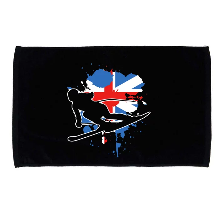 Great Britain Flag Skier British Alpine Skiing Microfiber Hand Towel