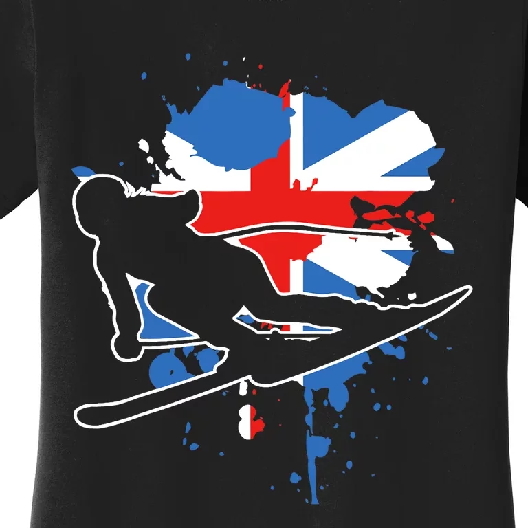 Great Britain Flag Skier British Alpine Skiing Women's T-Shirt