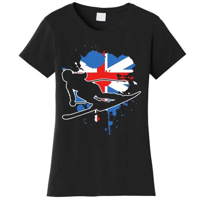 Great Britain Flag Skier British Alpine Skiing Women's T-Shirt