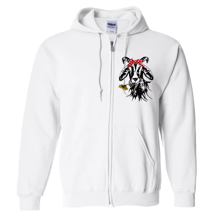 Goats Bandana Farm Animal Lover Funny Goat Graphics Full Zip Hoodie