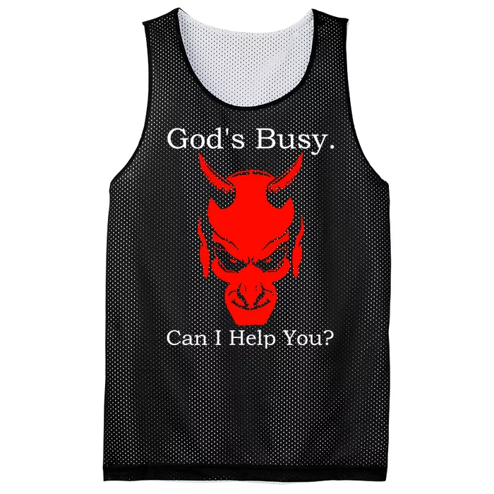 Gods Busy Funny Can I Help You Mesh Reversible Basketball Jersey Tank