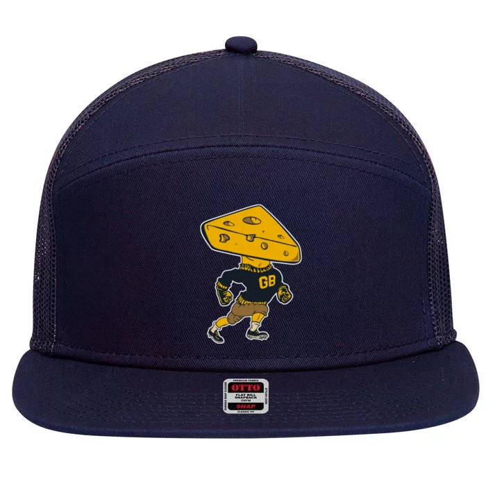 Green Bay Football Mascot Cheese Man 7 Panel Mesh Trucker Snapback Hat