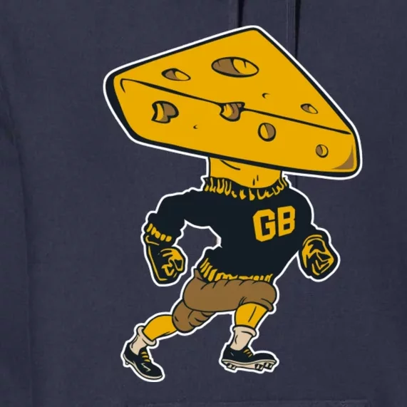 Green Bay Football Mascot Cheese Man Premium Hoodie