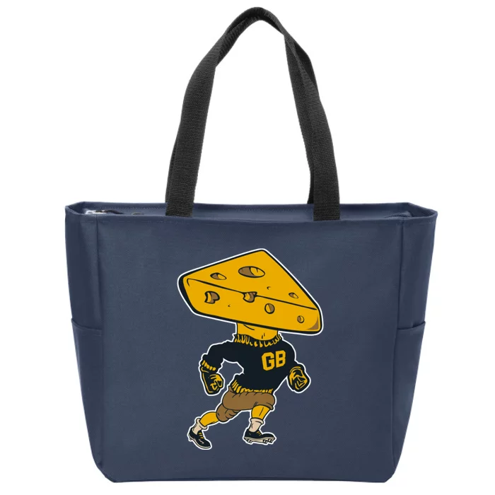 Green Bay Football Mascot Cheese Man Zip Tote Bag