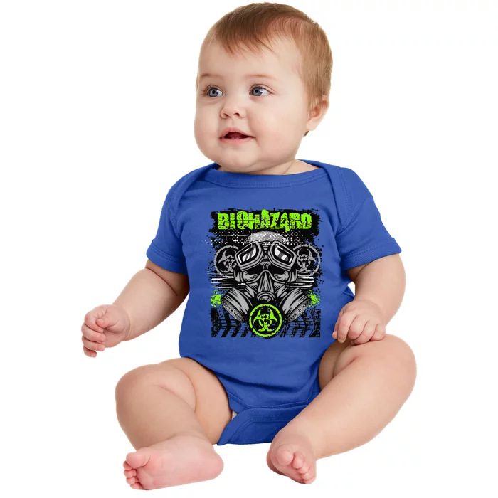 Green BioHazard Face Mask Funny Halloween Baby Bodysuit