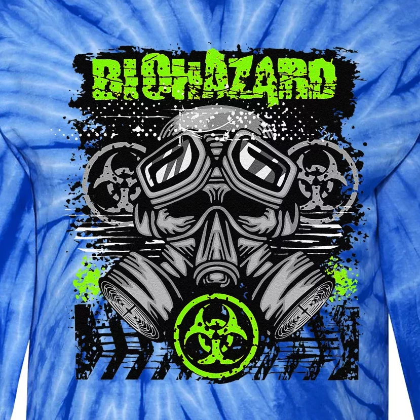 Green BioHazard Face Mask Funny Halloween Tie-Dye Long Sleeve Shirt