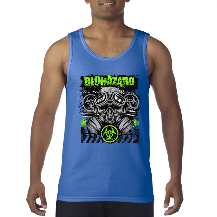 Green BioHazard Face Mask Funny Halloween Tank Top