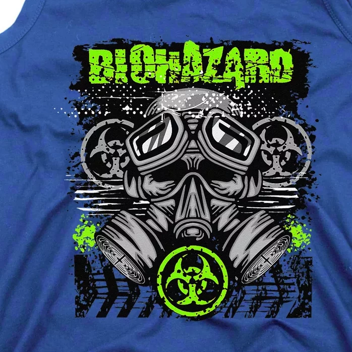 Green BioHazard Face Mask Funny Halloween Tank Top