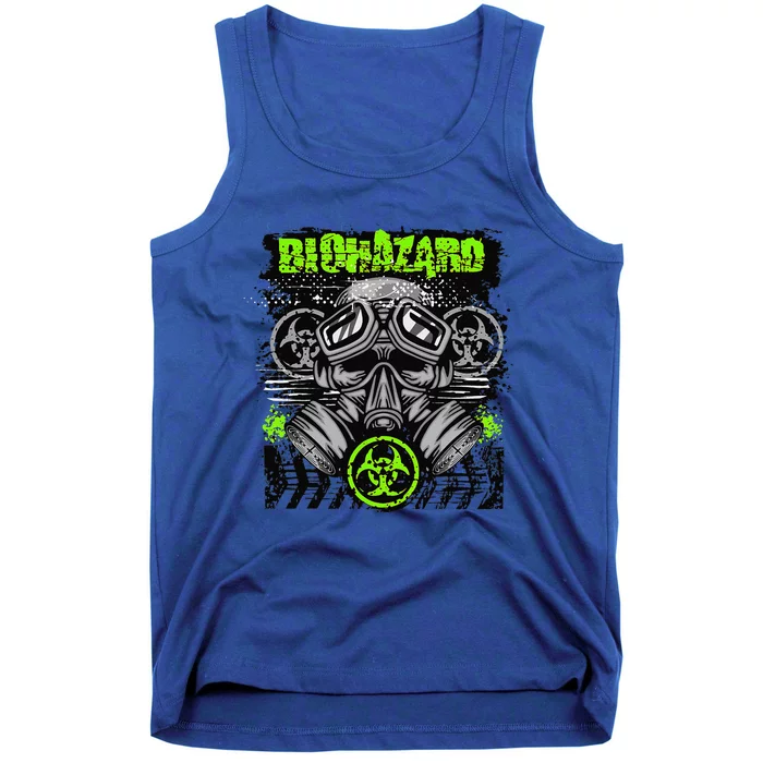 Green BioHazard Face Mask Funny Halloween Tank Top